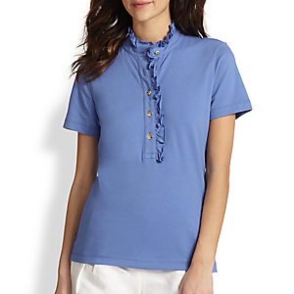 Tory Burch Tops - TORY BURCH Light Blue Lidia Polo Shirt Sz M